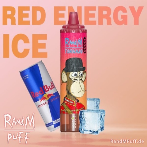 REDBULL ICE red energy ice RANDMTORNADO 15000 PUFFS