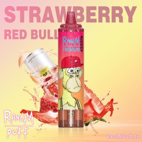 TRUSKAWKOWY REDBULL strawberry red bull mixed berry RANDMTORNADO 15000 PUFFS
